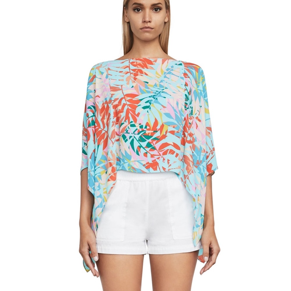 BCBG MAX AZRIA KEI Tropical Palm Top Blouse